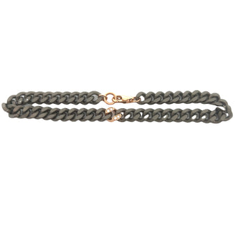 18kt Pink Gold Titanium Curb Link Small Diamond Bracelet