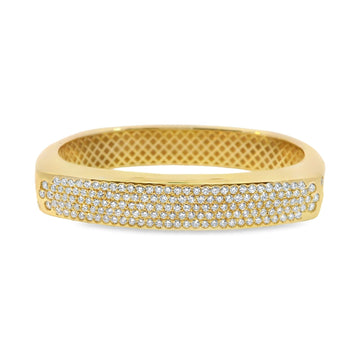 18kt Yellow Gold 5 Row Rectangle Pave Bangle