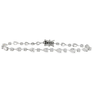 18kt White Gold Round and Pear Shape Diamond Bracelet