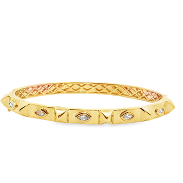 18kt Yellow Gold Marquise Diamond Studded Bangle