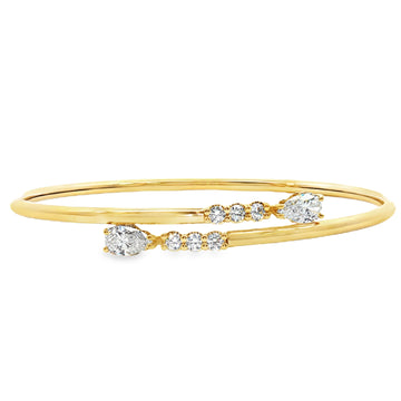 18kt Yellow Gold Open Flex Pear Diamond Bracelet