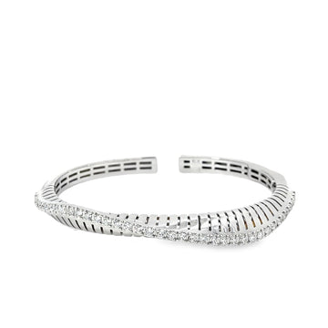 18kt White Gold Twisted Diamond Bangle