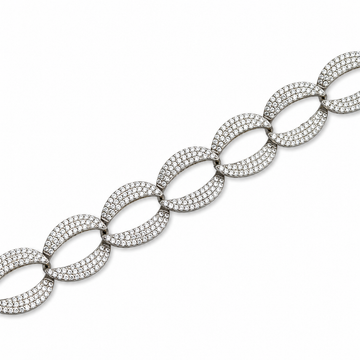 18kt White Gold Open Link Pavé Diamond Bracelet