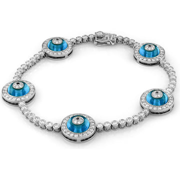 14kt Gold 5 Evil Eye Diamond Bracelet