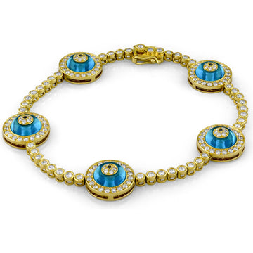14kt Gold 5 Evil Eye Diamond Bracelet