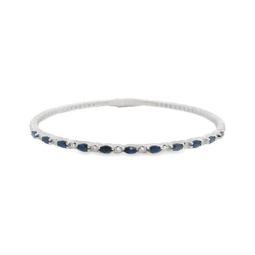 18kt White Gold Beaded Sapphire Diamond Bangle