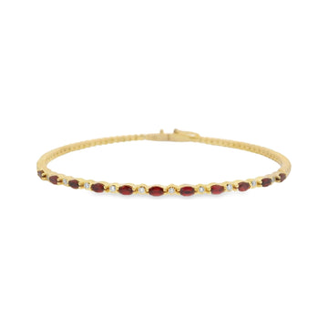 18kt Yellow Gold Beaded Ruby and Diamond Bangle