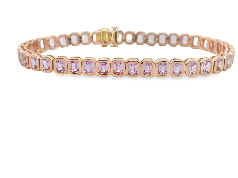18kt Yellow Gold Pastel Sapphire Diamond Bezel Tennis Bracelet