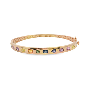 18kt Rose Gold Rainbow Sapphire Bangle
