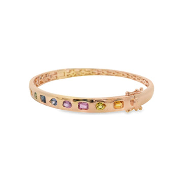 18kt Rose Gold Rainbow Sapphire Bangle