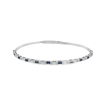 18kt White Gold Blue Sapphire and Diamond Flex Bangle