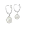 18kt White Gold Huggy Pearl Drop Diamond Earring