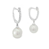 18kt White Gold Huggy Pearl Drop Diamond Earring