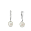 18kt White Gold Huggy Pearl Drop Diamond Earring