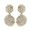 14kt Yellow Gold Pearl and Diamond Double Button Earrings