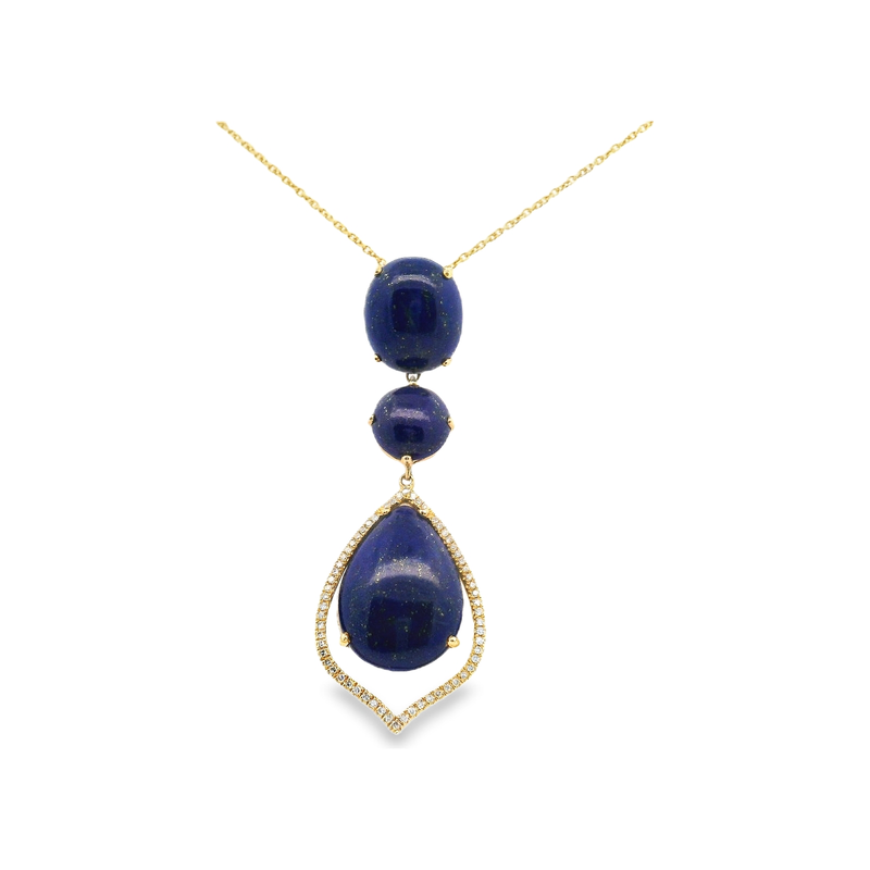 14kt Yellow Gold Lapis and Diamond Necklace