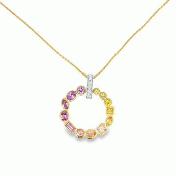 18kt Yellow & White Gold Circle of Life Sapphire & Diamond Pendant
