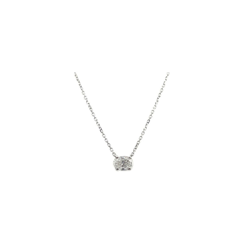 14kt White Gold East-West Oval 17" Diamond Pendant Necklace