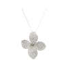 18kt White Gold 4 Petal Diamond Flower Necklace