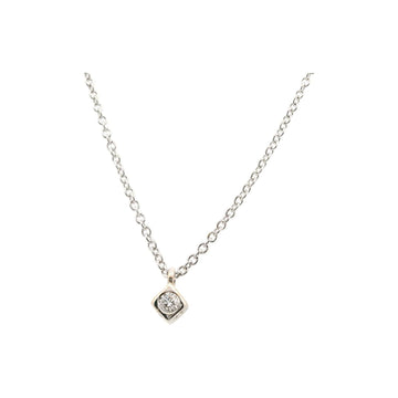 18kt White Gold Bezel Cube Diamond Necklace