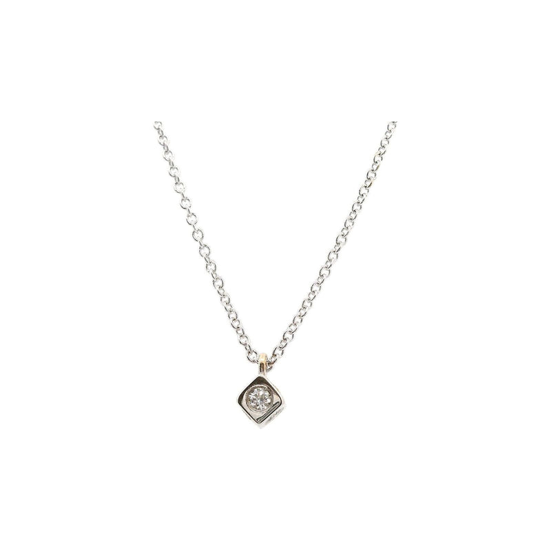 18kt White Gold 0.27ct Bezel Cube Diamond Necklace