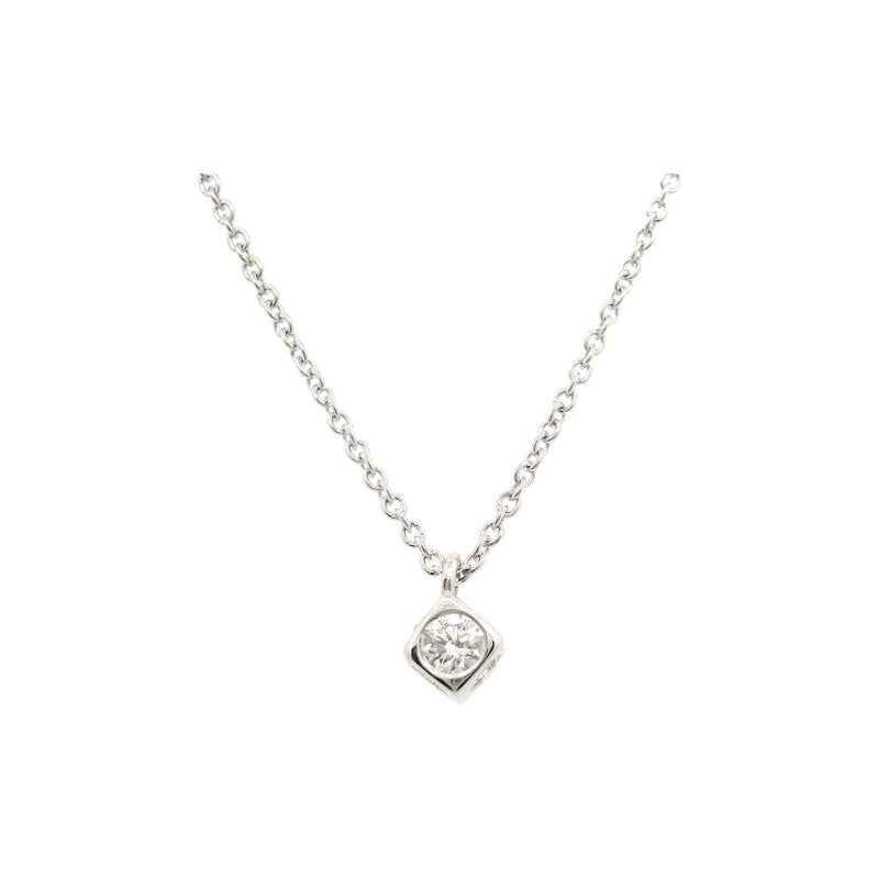 18kt White Gold 0.36ct Bezel Cube Diamond Necklace