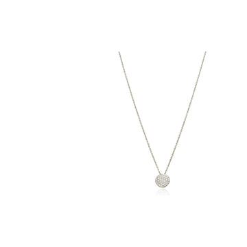 18kt White Gold Round Pave Disc Necklace