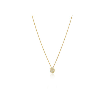 18kt Yellow Gold Oval Pave Disc Necklace