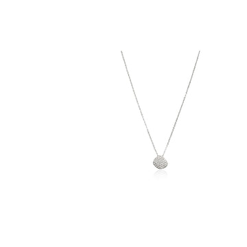 18kt White Gold Quadrilateral Pave Disc Necklace
