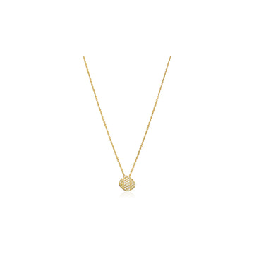 18kt Yellow Gold Quadrilateral Pave Disc Necklace