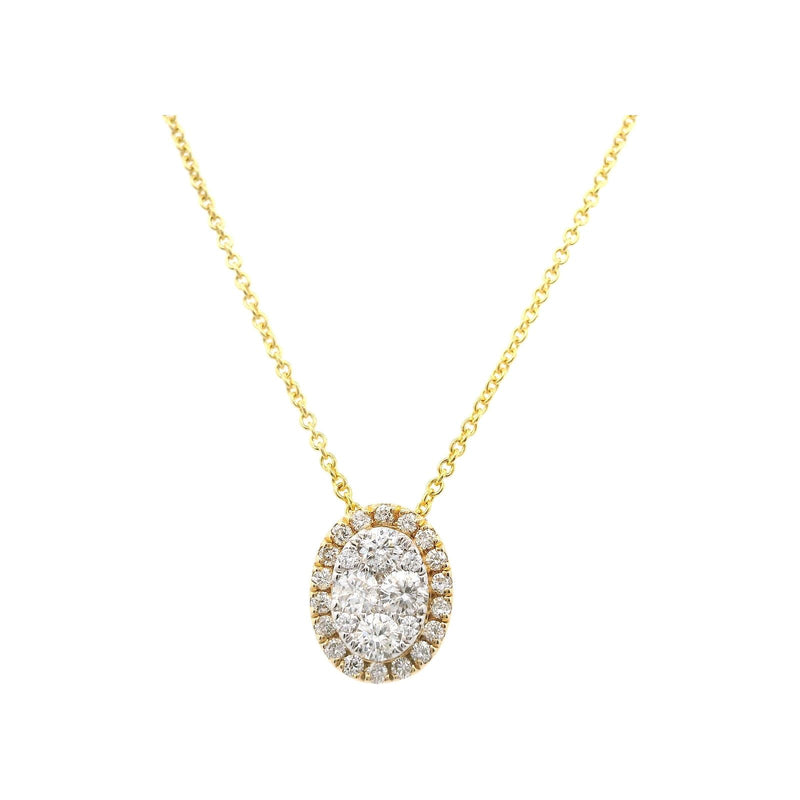 14kt Yellow Gold Diamond Oval Cluster Necklace