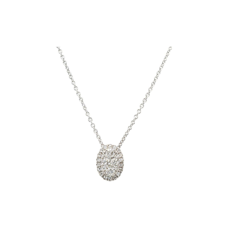 14kt White Gold Diamond Oval Cluster Necklace