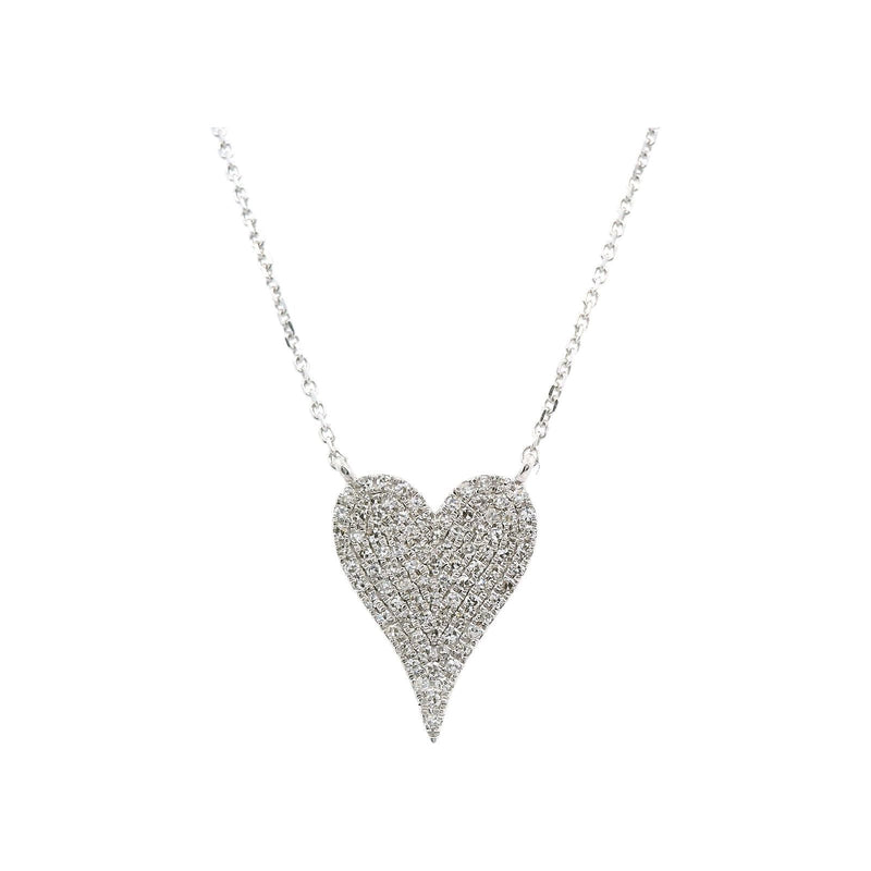 14kt White Gold Diamond Pave Diamond Heart Necklace