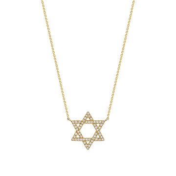 14kt Gold Diamond 15mm Star of David .15tw