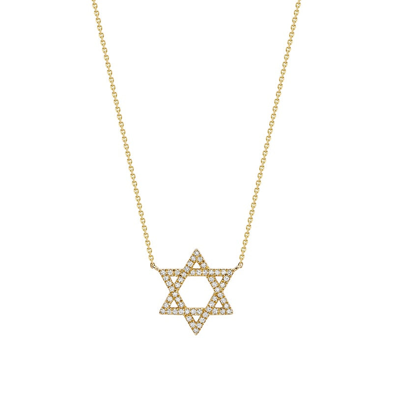 14kt Gold Diamond 15mm Star of David .15tw