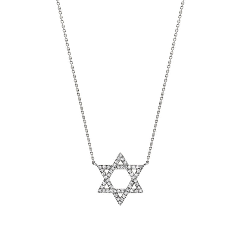 14kt Gold Diamond 15mm Star of David .15tw