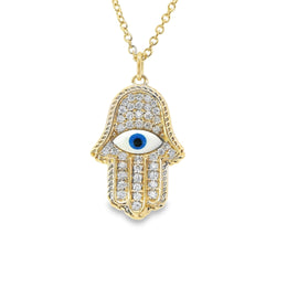 14kt Gold Diamond Millgrain Hamsa