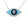 14kt Gold Diamond Turquoise Sapphire Evil Eye Pendant