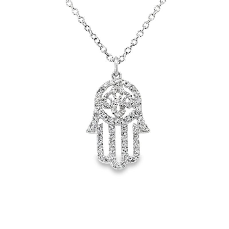 14kt Gold Small Patterned Diamond Hamsa