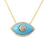 14kt Gold Diamond Turquoise Evil Eye Pendant