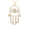 14kt Gold open Hamsa with diamond evil eye