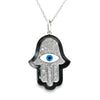 14kt black enamel diamond Hamsa with evil eye