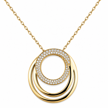 18kt Yellow Gold Multi Circle Diamond Pendant Necklace