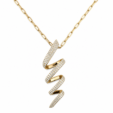 18kt Yellow Gold Diamond Swirl Pendant Necklace