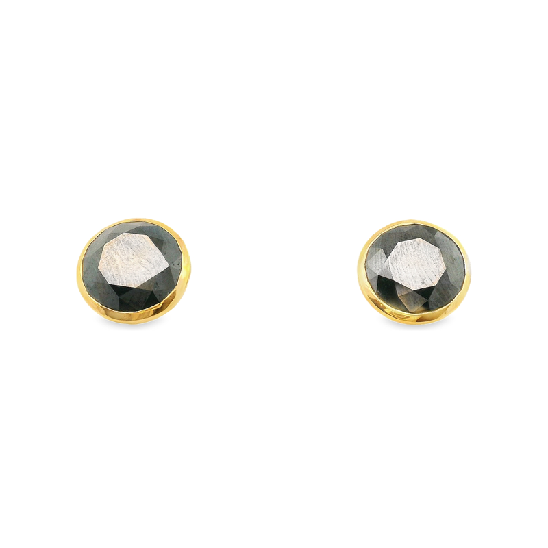 18kt Yellow Gold Black Diamond Studs