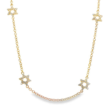 18kt Gold Multi Star of David Necklace