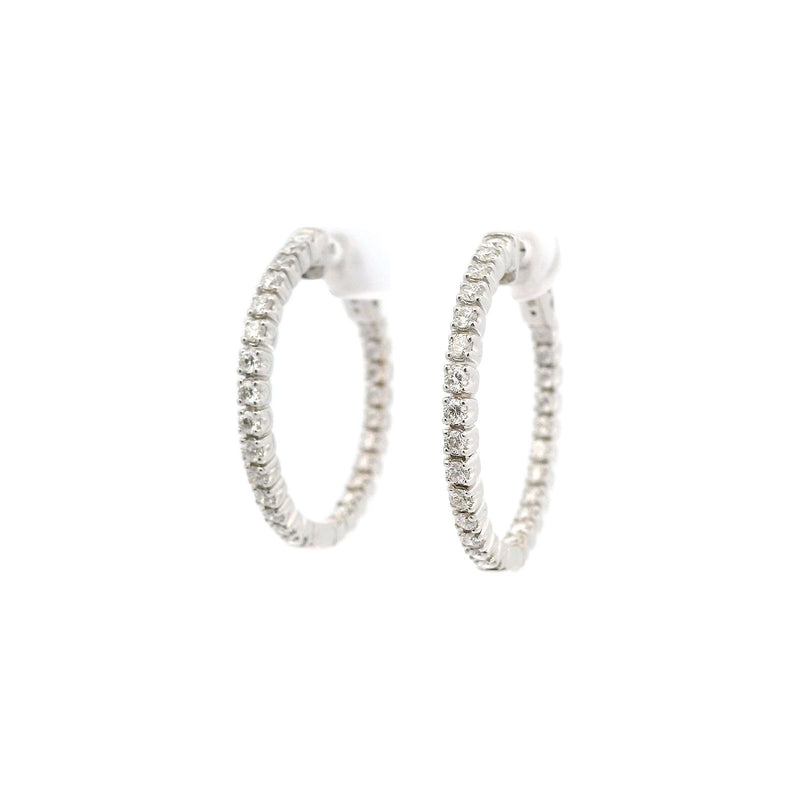 18kt White Gold Inside Out Diamond Hoop Earrings