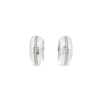 18kt Wide Hoop Diamond Line Hoop Earrings