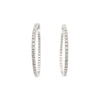 18kt White Gold 1 1/4 Inch Inside Out Diamond Hoop Earrings