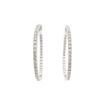 18kt White Gold 1 1/4 Inch Inside Out Diamond Hoop Earrings